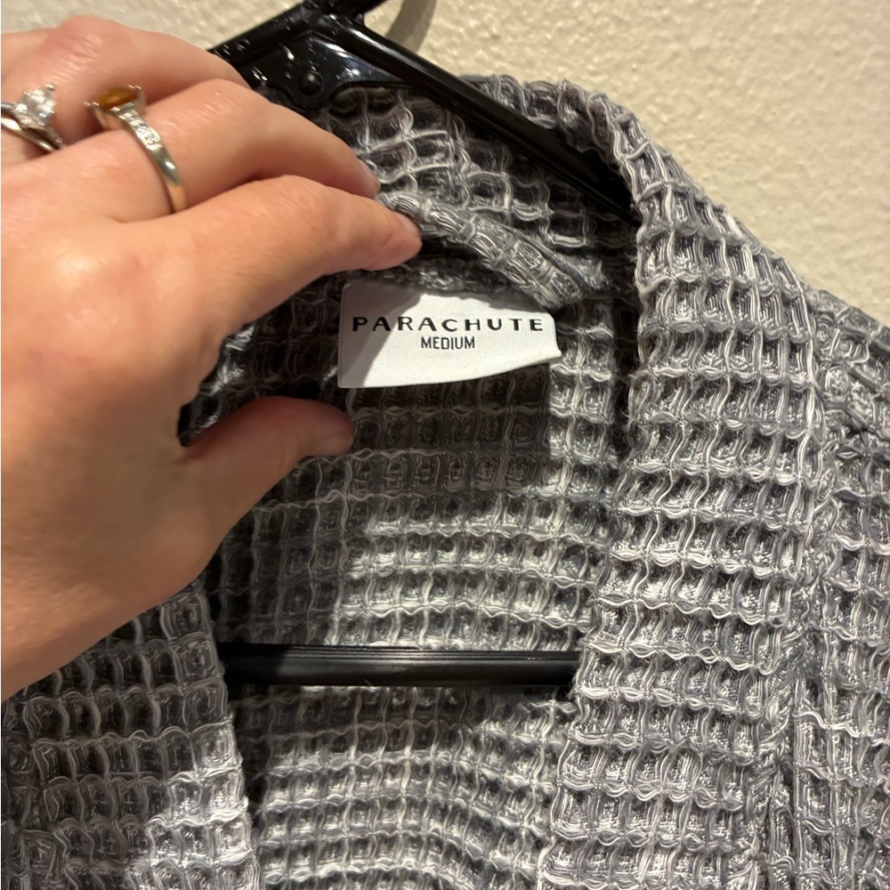 Parachute Waffle Robe in charcoal 100% Turkish Cotton Loungewear - Picture 3 of 5